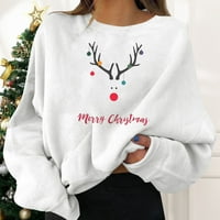 Ženski Božićni praznični puloveri zabava grafički Print Crew vrat dugi rukavi duksevi pokloni vrhovi
