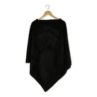 Lola može nejasna tkanina poncho pulover - crna 31.5x29.5