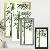 Detaljiranje Detalj tamnog zelenog bambusa na bijelom III tradicionalnom uokvirenom umjetničkom tisku