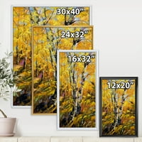 Breze u žutom jesenskom drvetu šumu uokvirene slikanje platnena umjetnost