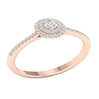 Imperial Ct TDW Ovalni dijamantski dvostruki oreol zaručnički prsten od 10k ružičastog zlata