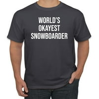 Worlds Okayest Snowboarder sportski muške grafički T-Shirt, Vintage Heather Navy, mali