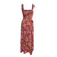 Modni ženski ljetni Casual Print Camis Weeveless Bandage Vest Long Dress posebne ponude Crvena 12