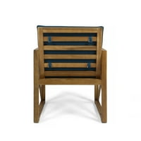 Maisie Vanjski acacia Drvene klubske stolice sa jastucima, set od 2, smeđa patina, tamna teal