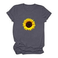 Ženski suncokret Print kratki rukav posada vrat Top T-Shirt klasični modni ljetni Casual Loose Tee Shirt